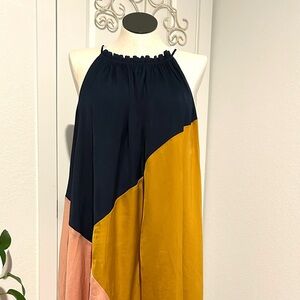 LOFT Asymmetrical Halter Skirt in Black, Gold, and Pink